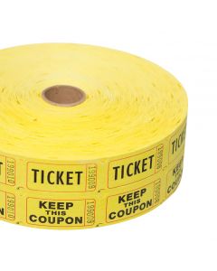 TOTALPACK® 2 x 1" Double Coupon Tickets - "Keep This Coupon", Yellow 2000 Tickets per Roll